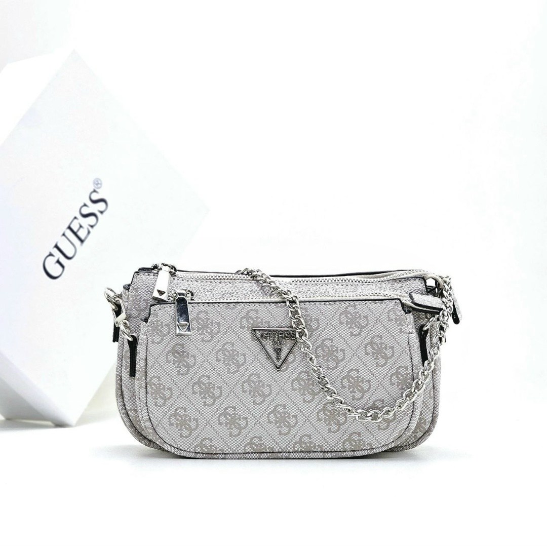 сумка через плечо guess noelle dbl pouch crossbody hwbd7879710 белый,сумка guess,сумка женская guess,сумка на плечо кросс-боди guess,сумка белая через плечо guess