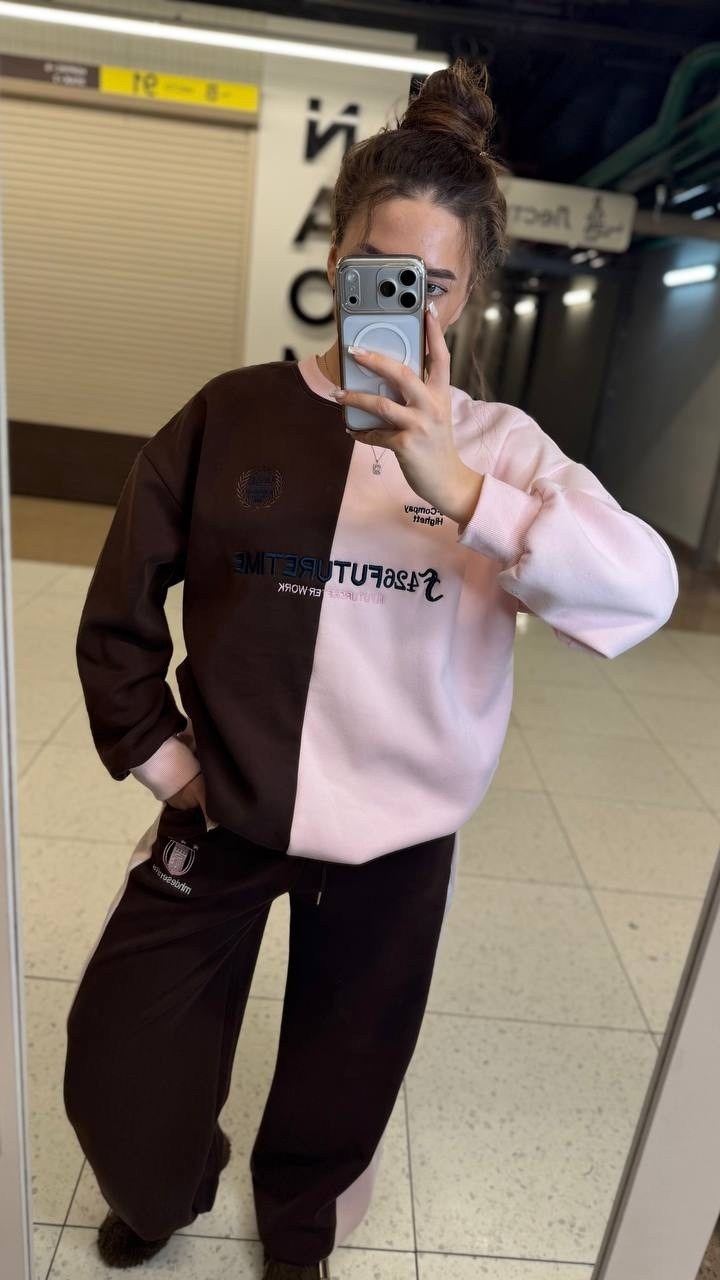 костюм спортивный,спортивный костюм женский,костюм коричневый,cпортивный костюм оверсайз,костюм женский miu miu олимпийка и брюки