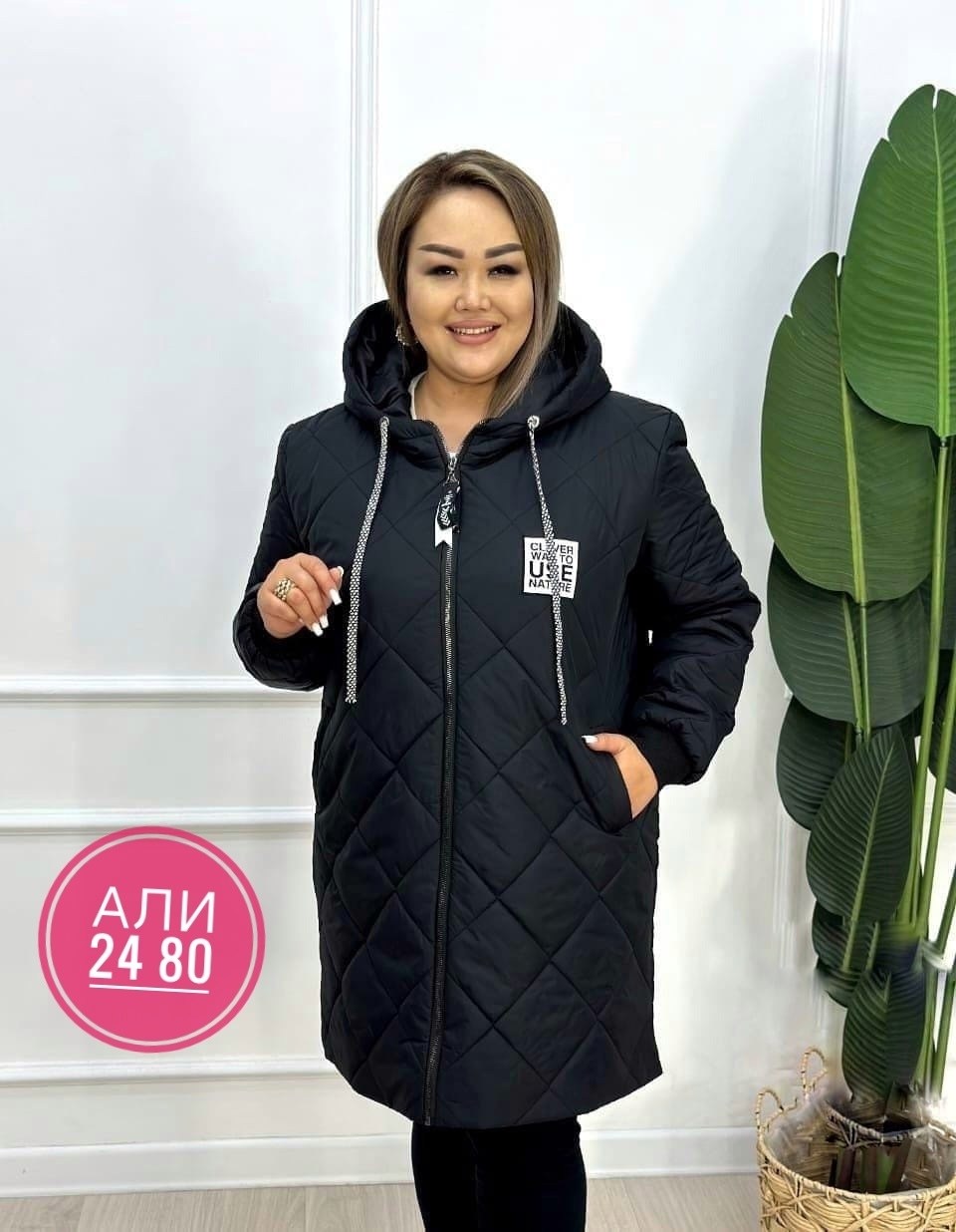 куртка женская,куртка демисезонная,куртка женская модная,куртка женская черный,стеганая куртка с капюшоном 64-72