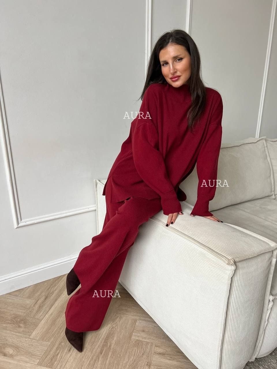 костюм трикотажный брючный клеш khubbi,костюм трикотажный брючный клеш khubbi цвет бордовый,костюм брючный трикотажный emberens,трикотажные костюмы,женский костюм бордовый