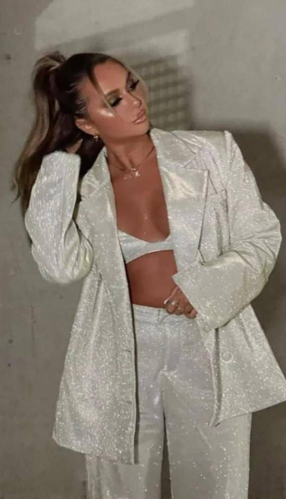 блестящий брючный костюм,glitter silver party two piece pants set women outfits blazer,блестящие пиджаки,женский блестящий пиджак,блестящий топ под пиджак
