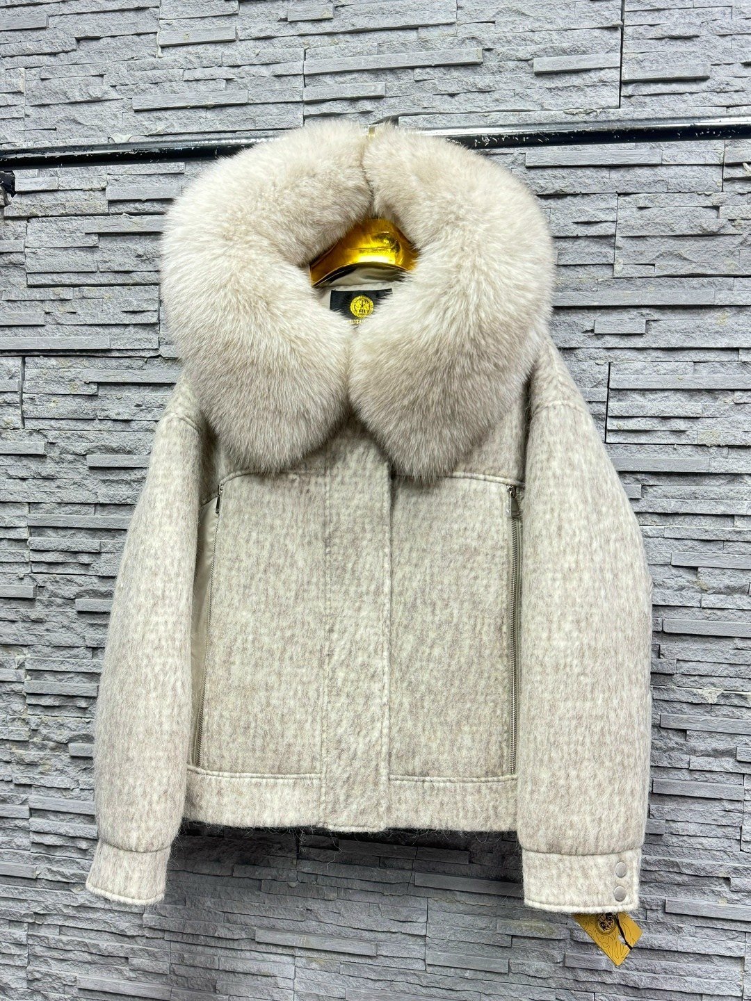 меховая куртка,зимнее женское шерстяное пальто 100% с воротником из натурального лисьего меха,пуховик loro piana,шерстяное пальто,пальто зимнее