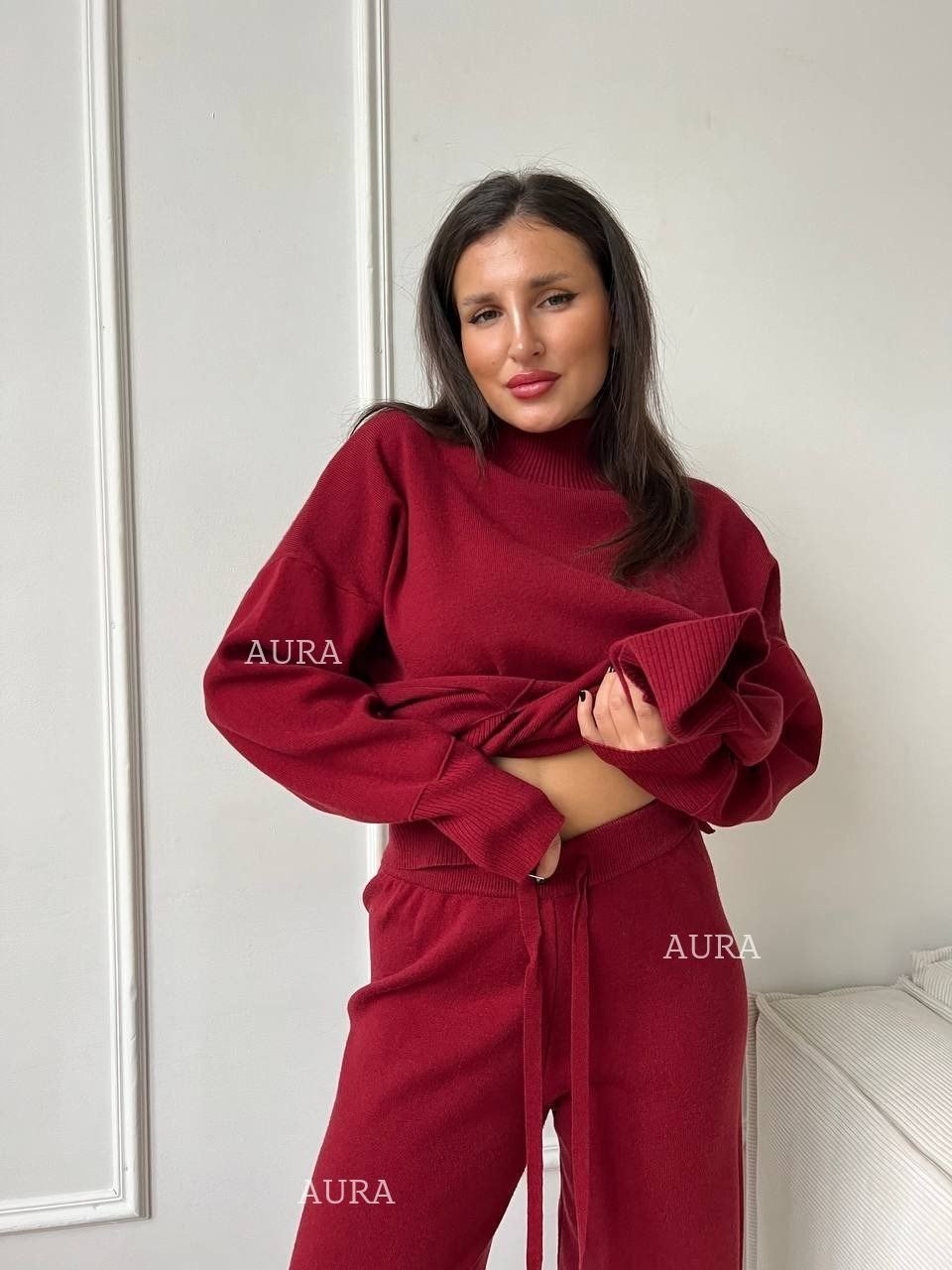 костюм трикотажный брючный клеш khubbi,костюм трикотажный брючный клеш khubbi цвет бордовый,костюм брючный трикотажный emberens,трикотажные костюмы,женский костюм бордовый