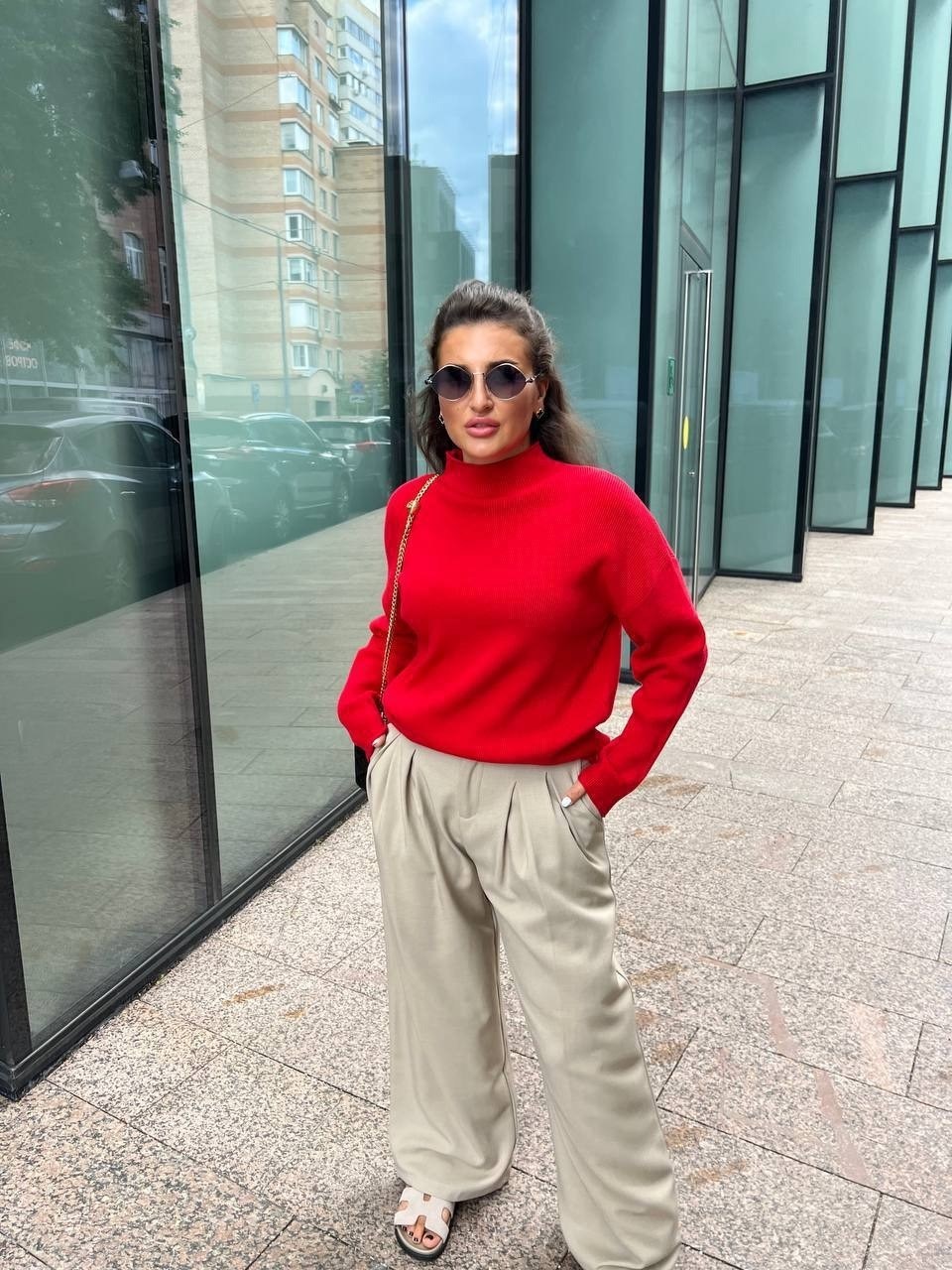 джемпер женский красный,свитер женский кашемир,свитер вязаный оверсайз с горлом от бренда кк fashion,свитер вязаный оверсайз с горлом кк fashion,свитер