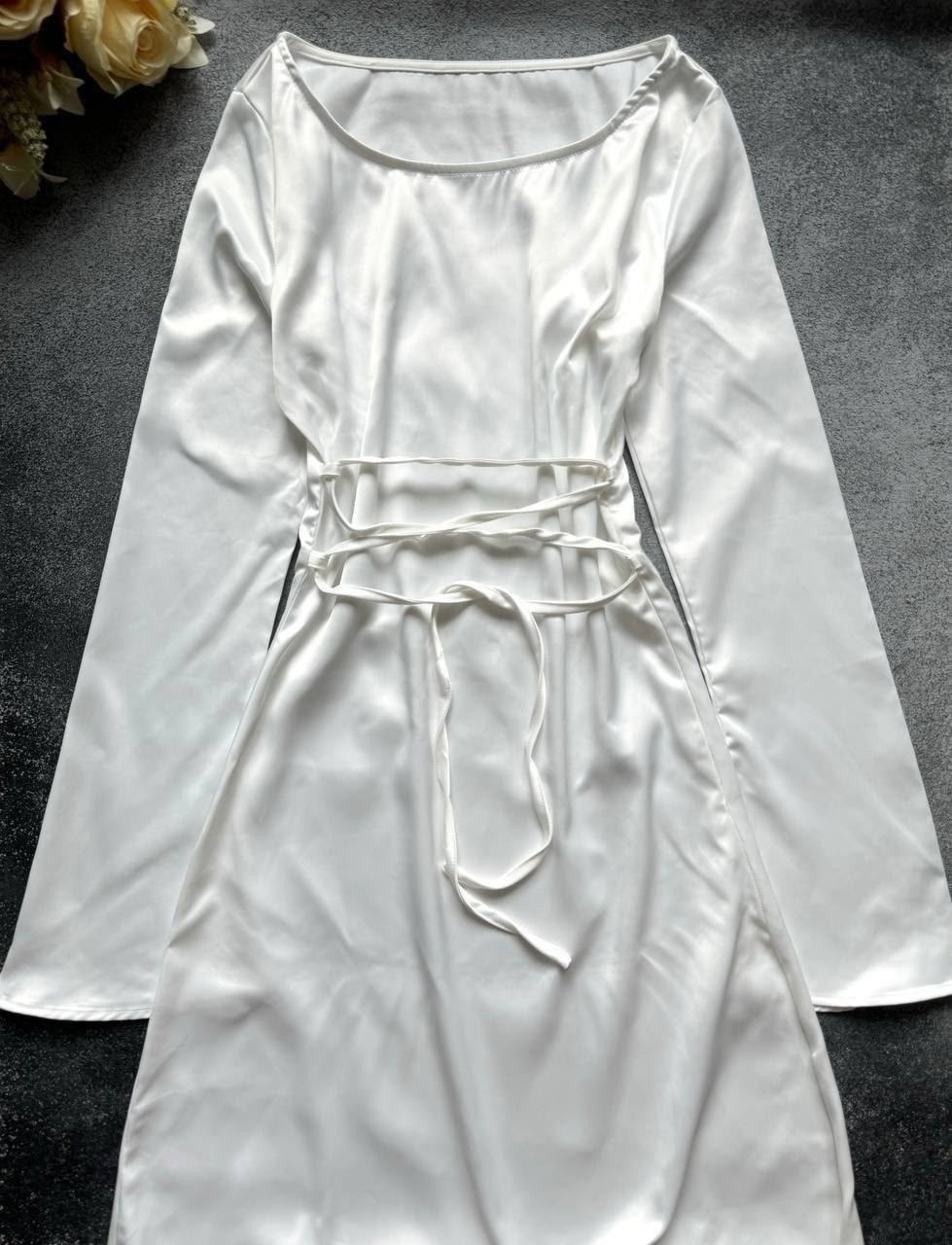 длинное платье,женское длинное платье,deioao шелковое элегантное женское длинное платье с рукавами,белое платье в пол,платье с длинным рукавом женское