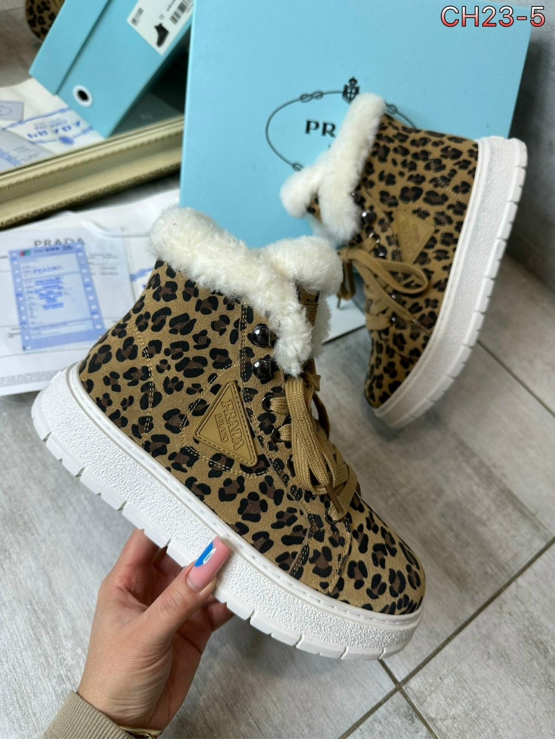 ,луноходы на шнуровке, женская,дутики prada,дутики леопардовые