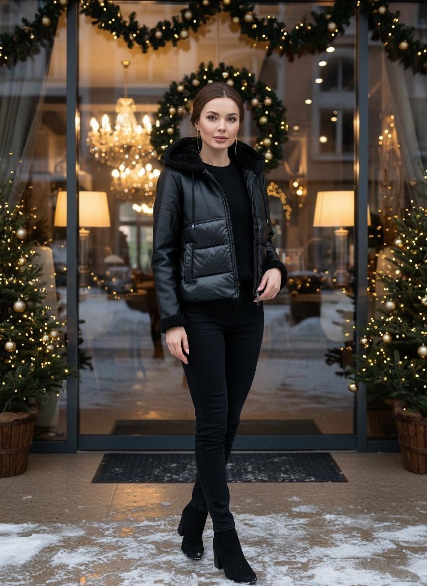 куртка демисезонная кожаная с капюшоном vashlook,женская куртка из экокожи,куртка из экокожи,куртка из экокожи с капюшоном,демисезонная женская куртка