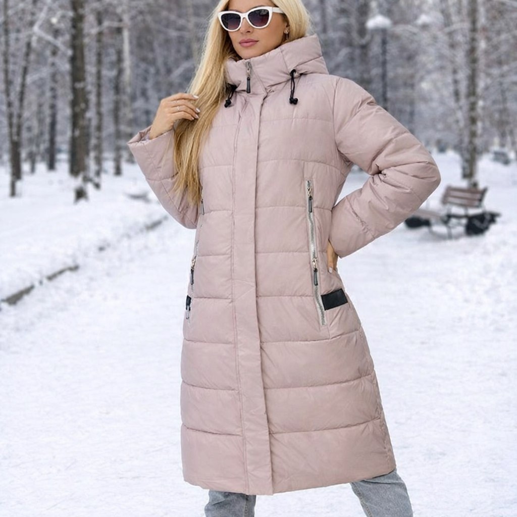 пальто утепленное с капюшоном зимнее женское розового цвета mtforce,пальто зимняя,женские пуховики,пальто на синтепоне,куртка женская зимняя