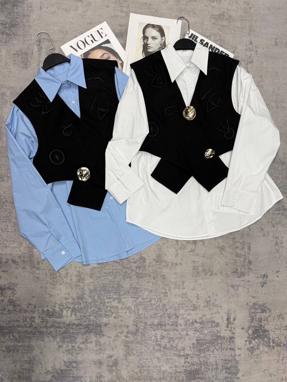 элегантная рубашка,рубашка модная,женский комплект из трех предметов жилет и рубашка в школьном стиле,женские жилеты,жилет