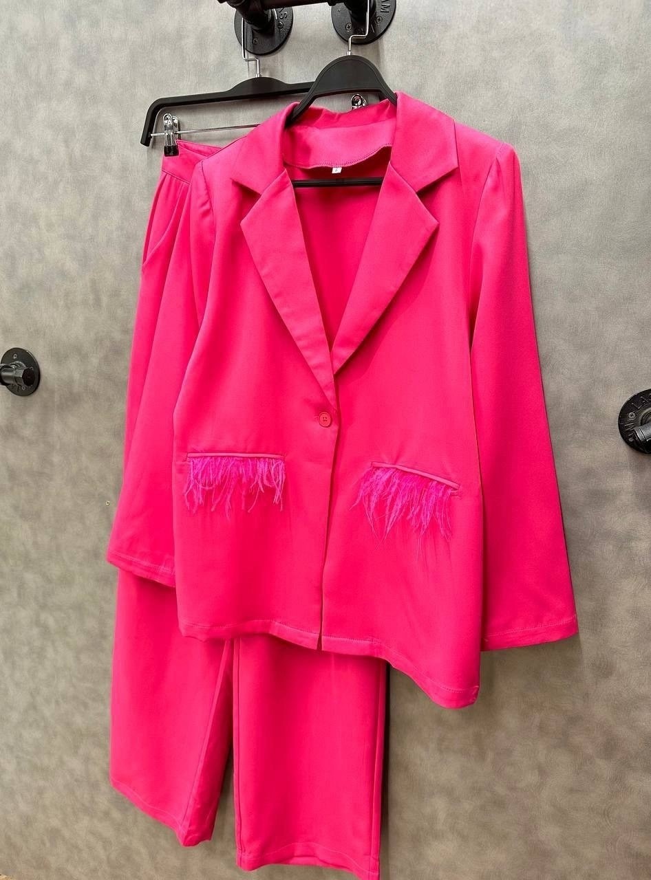 женский брючный костюм,малиновый брючный костюм,розовый брючный костюм,женский костюм брючный классический палаццо малиновый,классический брючный костюм