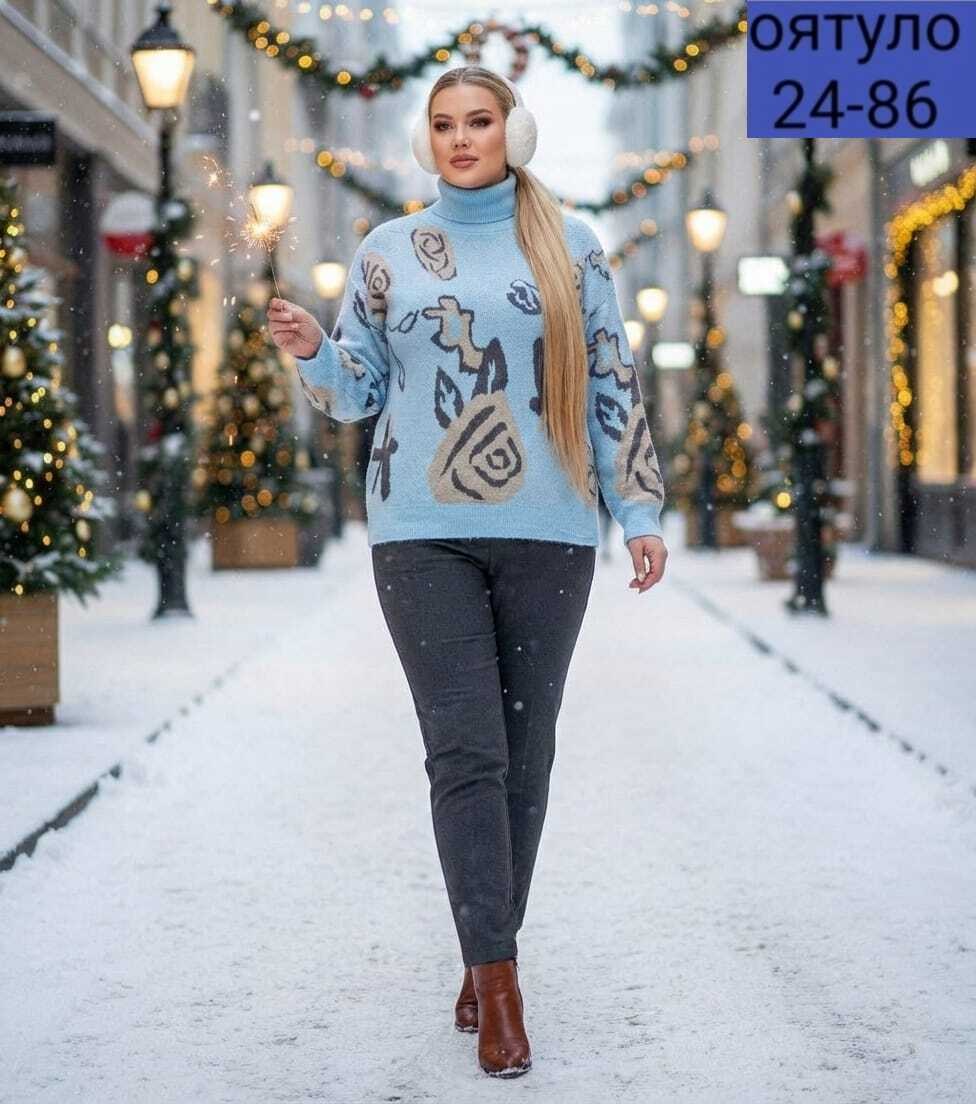 свитер вязаный с горлом новогодний с оленями gh fashion,свитер женский,кофта женская свитер,джемпер женский свитер,свитер