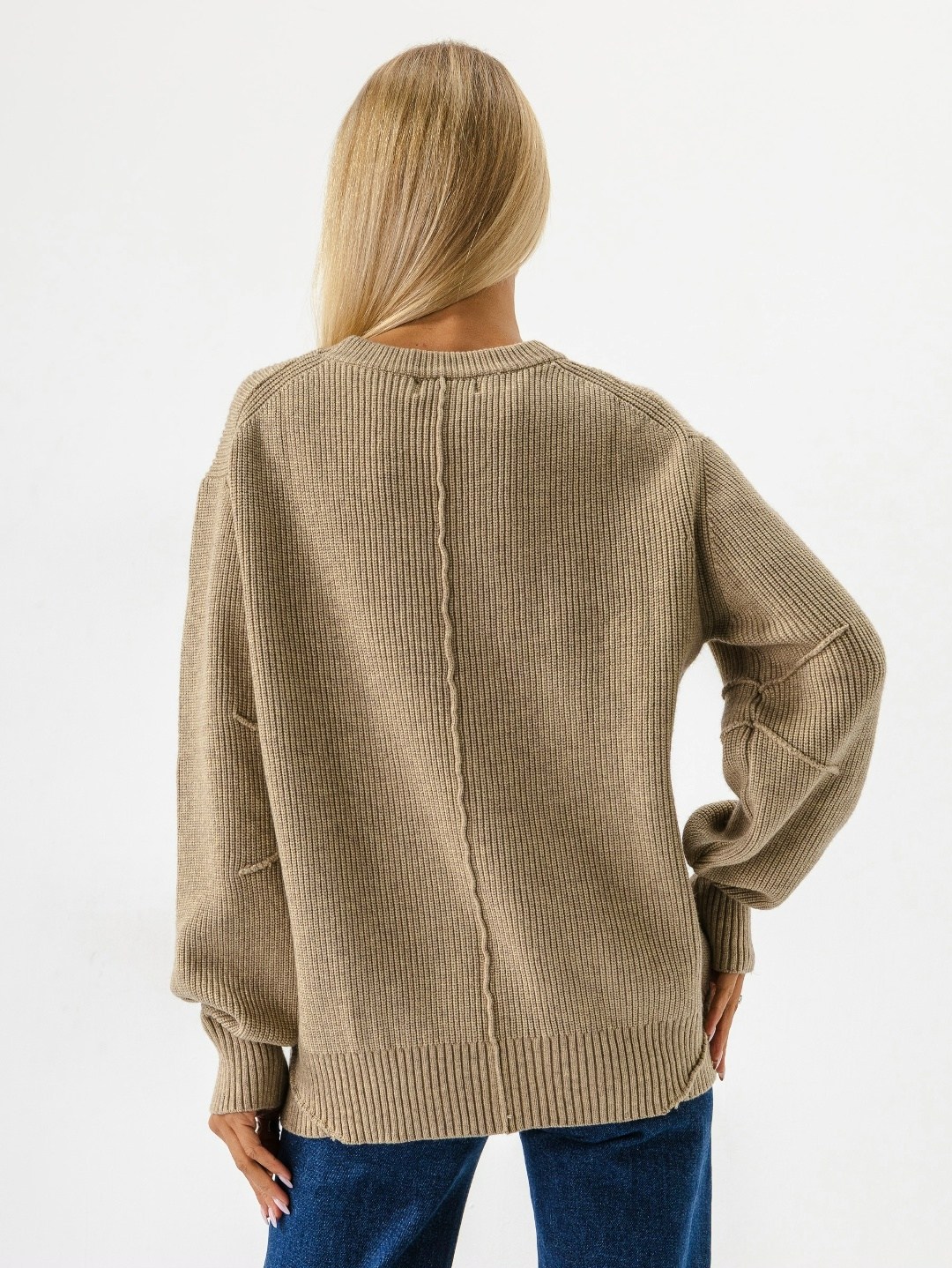 свитер вязаный оверсайз smile&shine,бежевый джемпер,вязаный джемпер женский оверсайз,женский вязаный свитер оверсайз,женский удлиненный вязаный свитер оверсайз happyfox