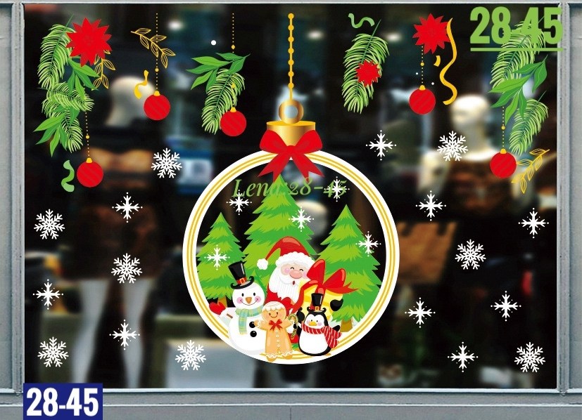 наклейка на окно новогодняя,наклейка на окно стеклянные шары,новогодние наклейки,наклейки на окна новогодние многоразовые,наклейки новогодние интерьерные