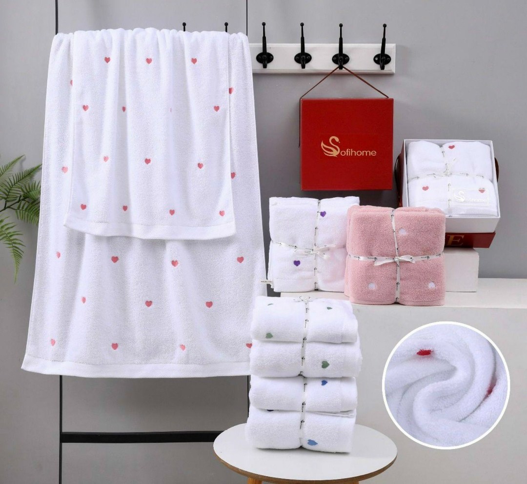 полотенца для ванной,полотенец набор,полотенца для рук,полотенца,полотенце с сердечками