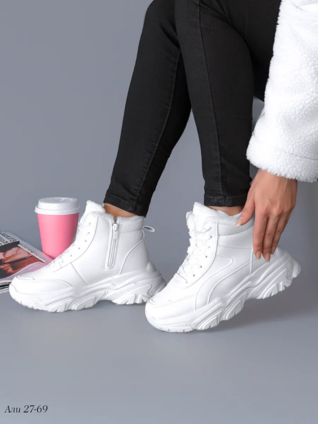 зимние кроссовки женские белые высокие,,женские зимние кроссовки,белые женские зимние кроссовки,кроссовки женские с мехом зимние ela shoes цвет белый