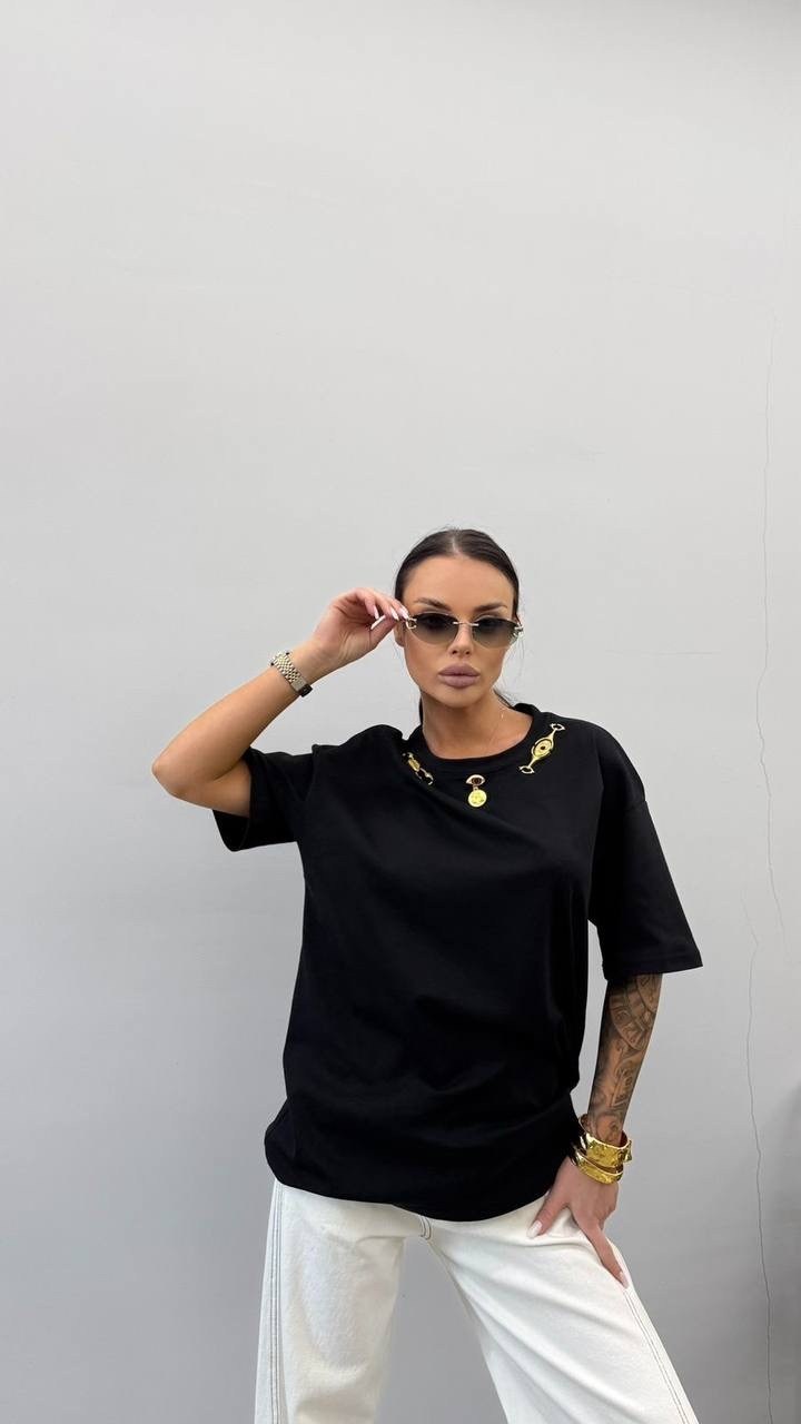 футболка оверсайз со стразам,футболка женская,футболка женская оверсайз,футболка оверсайз,футболка оверсайз черная