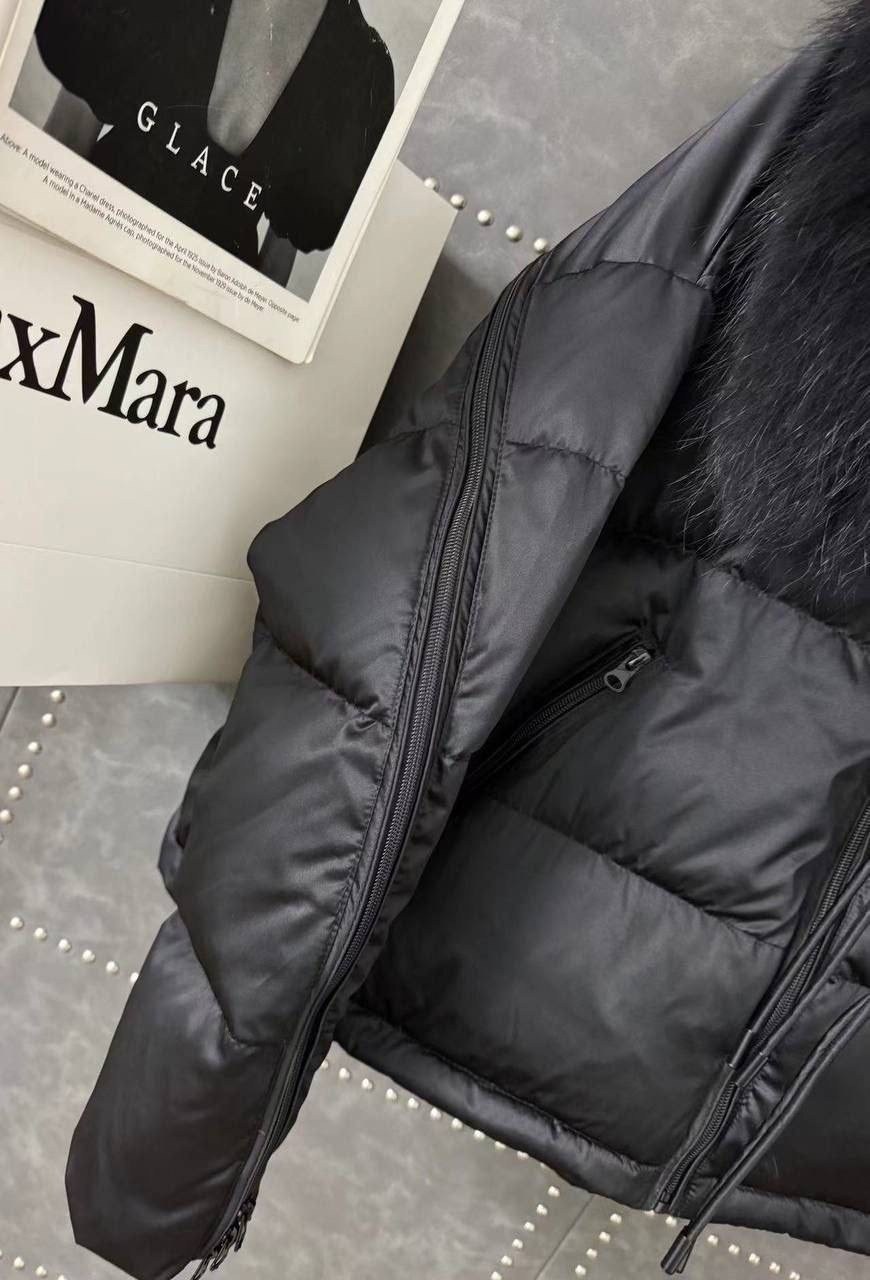 зимняя женская куртка,женский пуховик с большим меховым воротником,женский пуховик с меховым воротником на утином пуху,короткий пуховик,куртка пуховик женская