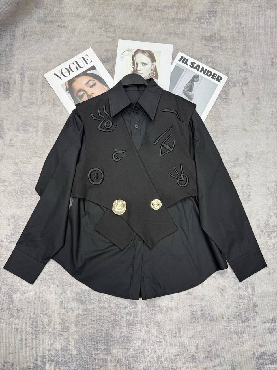 элегантная рубашка,рубашка модная,женский комплект из трех предметов жилет и рубашка в школьном стиле,женские жилеты,жилет