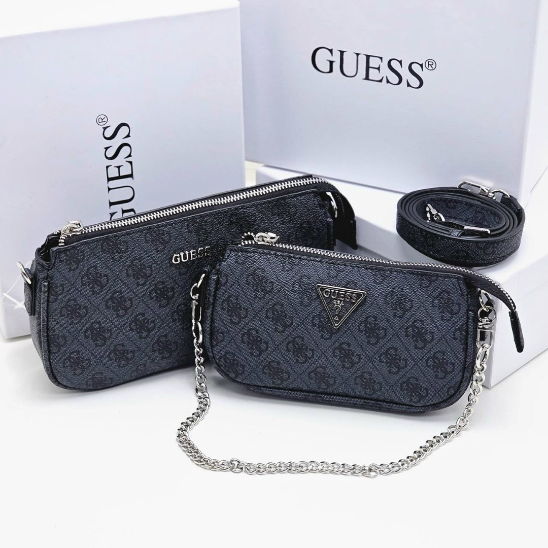 сумка guess,сумка guess через плечо,сумка guess женская,женская сумка через плечо guess,сумка через плечо guess noelle dbl pouch crossbody hwbg7879710 темно-серый