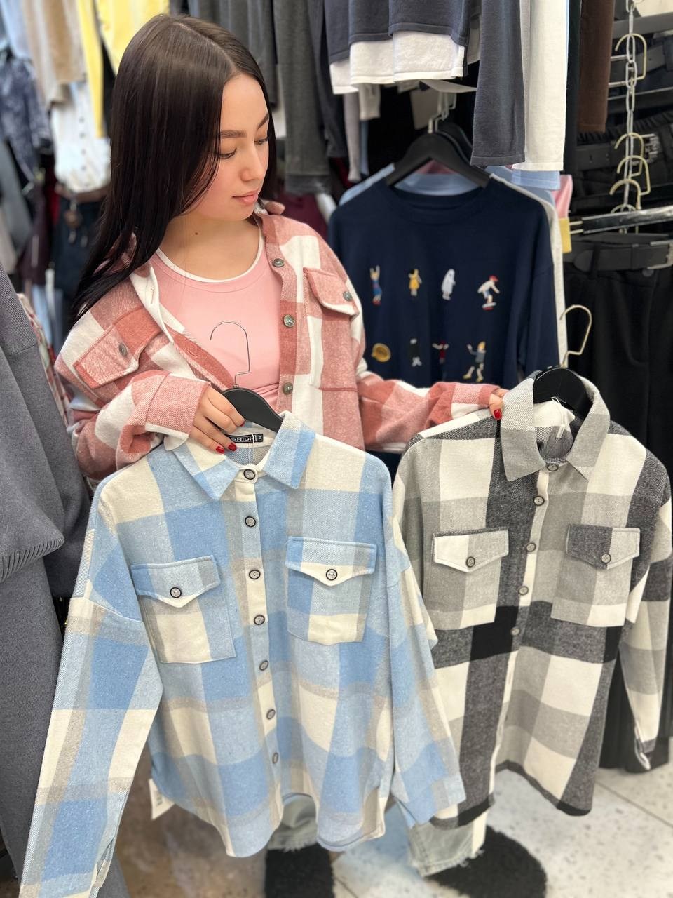 рубашка женская в клетку теплая оверсайз,женская рубашка в клетку оверсайз,рубашка женская в клетку теплая оверсайз клетчатая фланель nekstyle 117849277,клетчатая теплая рубашка женская оверсайз,рубаш