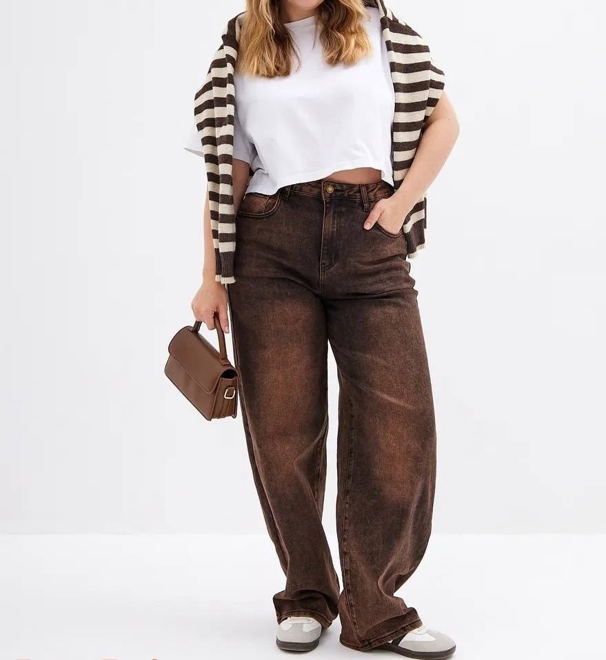 широкие джинсы,коричневые джинсы,джинсы женские коричневые,джинсы прямые широкие трубы salendo,джинсы женские