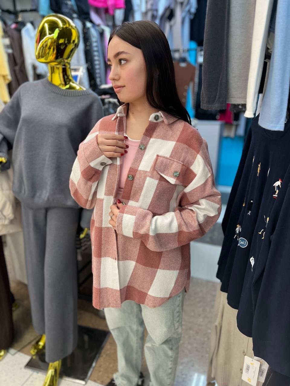 рубашка женская в клетку теплая оверсайз,женская рубашка в клетку оверсайз,рубашка женская в клетку теплая оверсайз клетчатая фланель nekstyle 117849277,клетчатая теплая рубашка женская оверсайз,рубаш