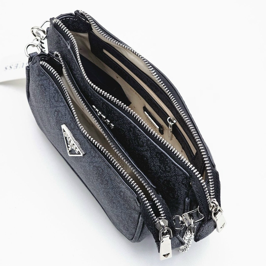 сумка guess,сумка guess через плечо,сумка guess женская,женская сумка через плечо guess,сумка через плечо guess noelle dbl pouch crossbody hwbg7879710 темно-серый