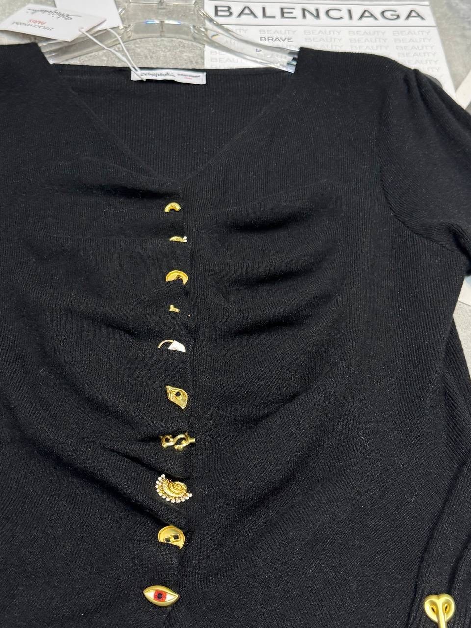 кардиган balmain черный,жакет balmain,женская кофта,укороченный кардиган balmain,кофта с пуговицами