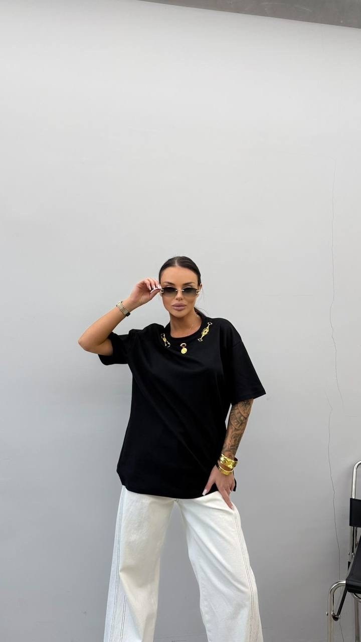 футболка оверсайз со стразам,футболка женская,футболка женская оверсайз,футболка оверсайз,футболка оверсайз черная