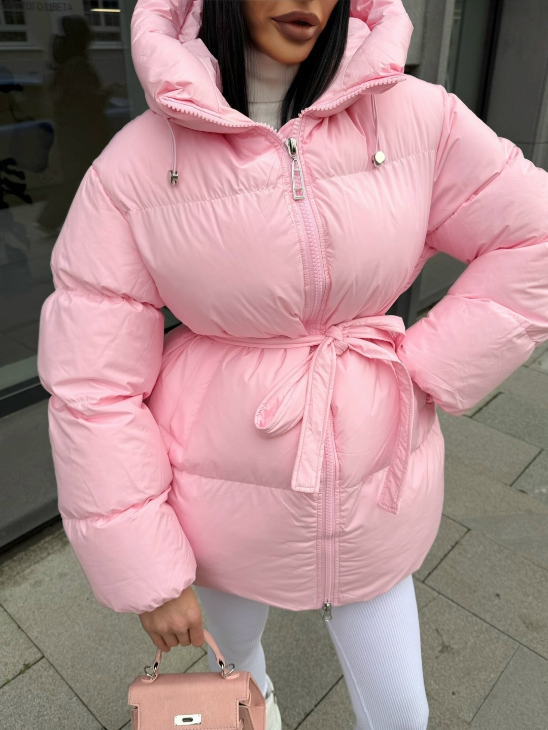 куртка женская розовая,пуховик,пуховик розовый,женский пуховик с поясом,женская зимняя куртка