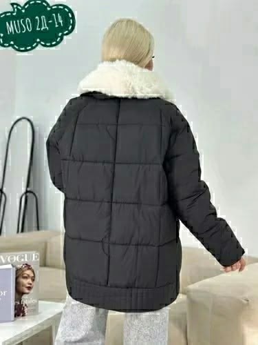 женская куртка из полиэстера,элегантная женская куртка,куртка зимняя оверсайз с меховым воротником biscolli цвет голубой лед,куртка зимняя оверсайз с меховым воротником biscolli,женская зимняя куртка