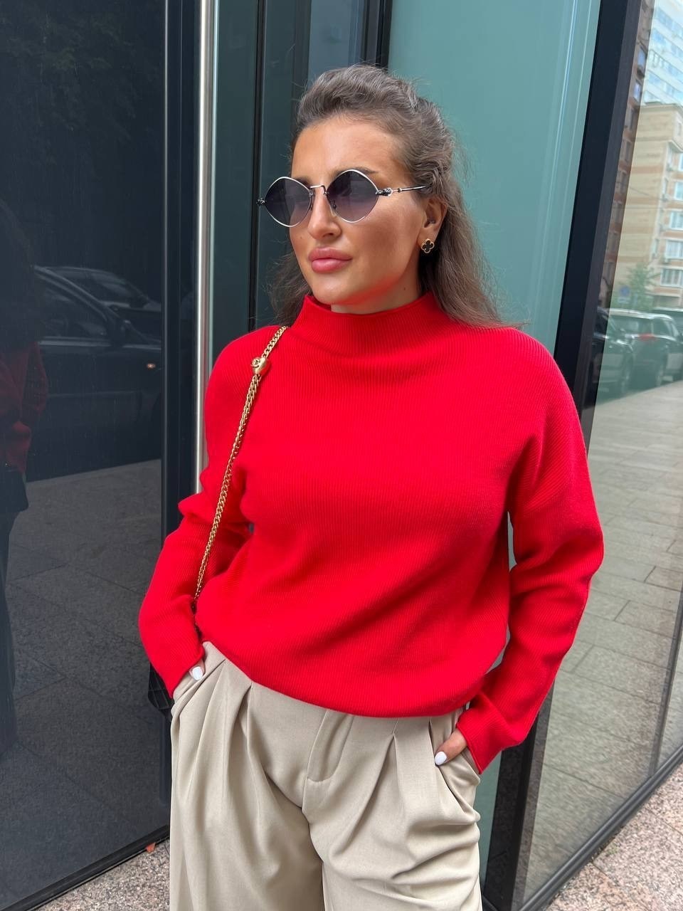 джемпер женский красный,свитер женский кашемир,свитер вязаный оверсайз с горлом от бренда кк fashion,свитер вязаный оверсайз с горлом кк fashion,свитер