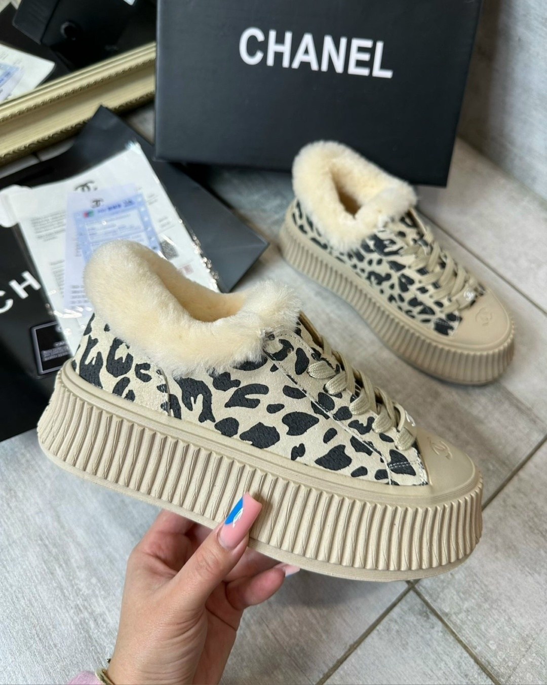 кроссовки chanel,кеды chanel,леопардовые кроссовки,кроссовки зимние шанель,кеды зимние шанель женские