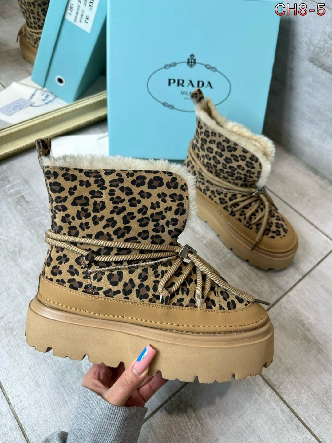 ,луноходы на шнуровке, женская,дутики prada,прада дутики женские зимние