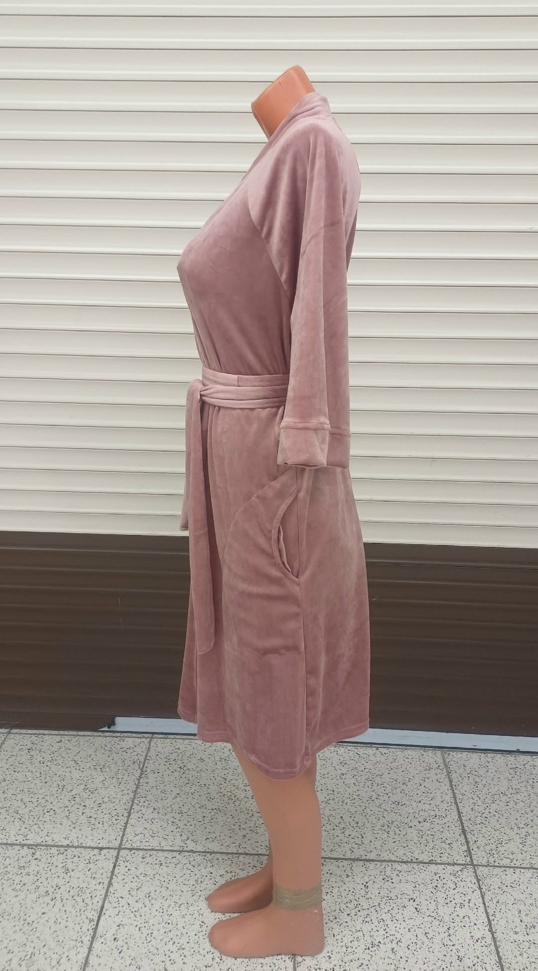 женский велюровый халат,велюровый халат,халат домашний велюровый,халат домашний женский велюровый длинный,удлиненный велюровый халат (e 382) цвет сухая роза