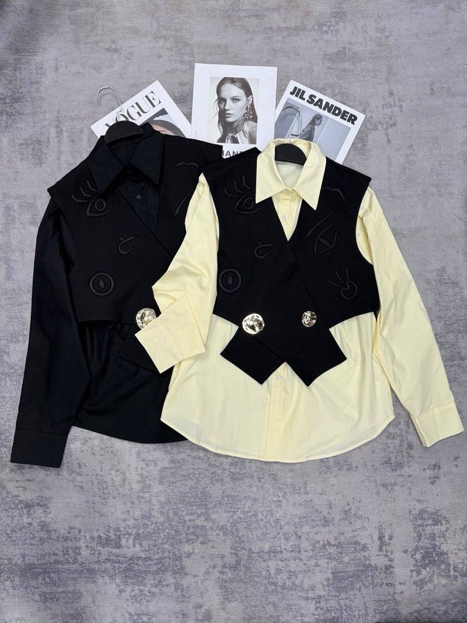 элегантная рубашка,рубашка модная,женский комплект из трех предметов жилет и рубашка в школьном стиле,женские жилеты,жилет