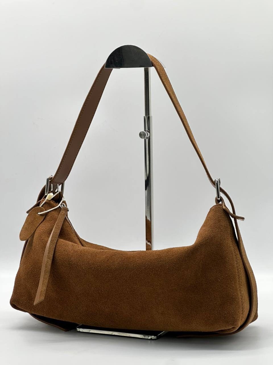 замшевая сумка,сумка замшевая женская,сумка женская замшевая на плечо натуральная замша,большая сумка хобо из натуральной замши, цвет коричневый,сумка из натуральной замши