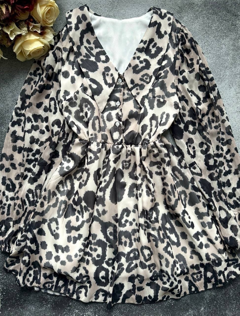 платье с леопардовым принтом,шифоновое платье женское,шифоновое платье с леопардовым принтом,платье леопардовое,женское шифоновое платье с длинными рукавами