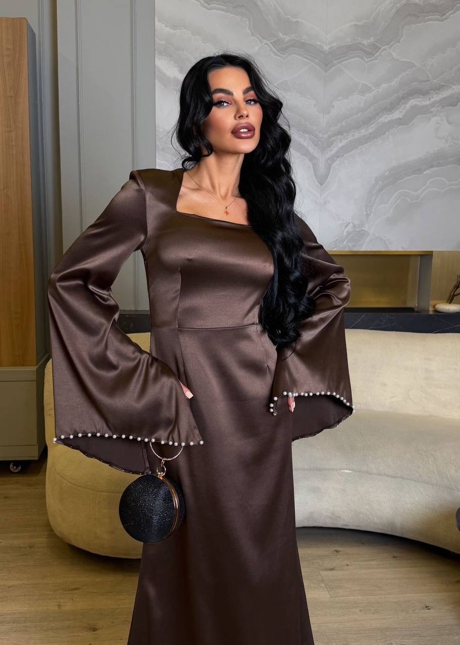 платье шелковое вечернее мусульманское длинное с рукавами,платье атласное,шелковое платье,длинное атласное платье,вечернее платье