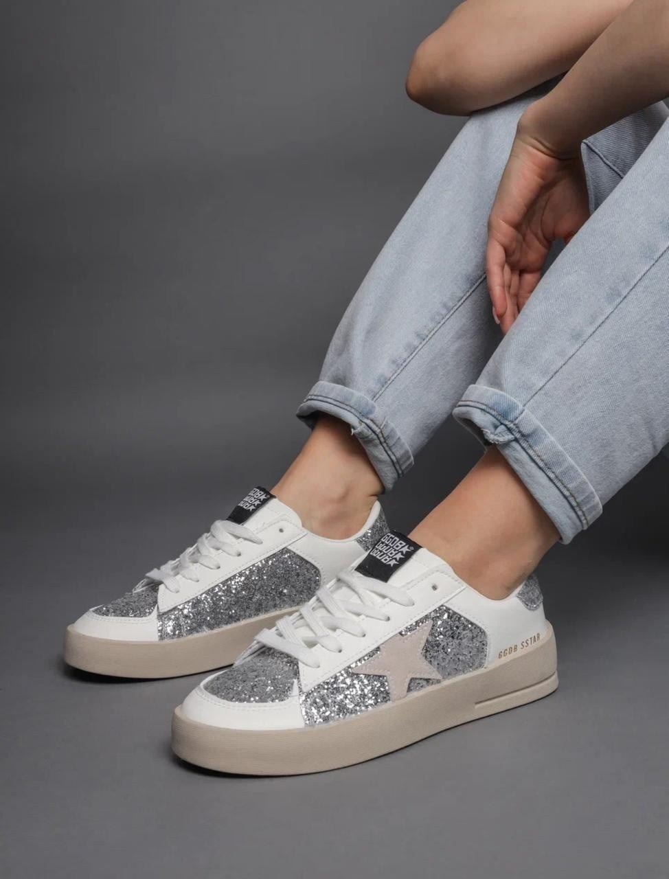 кроссовки golden goose,кроссовки golden goose с пайетками на платформе,,golden goose кеды с блестками,кеды голден гус