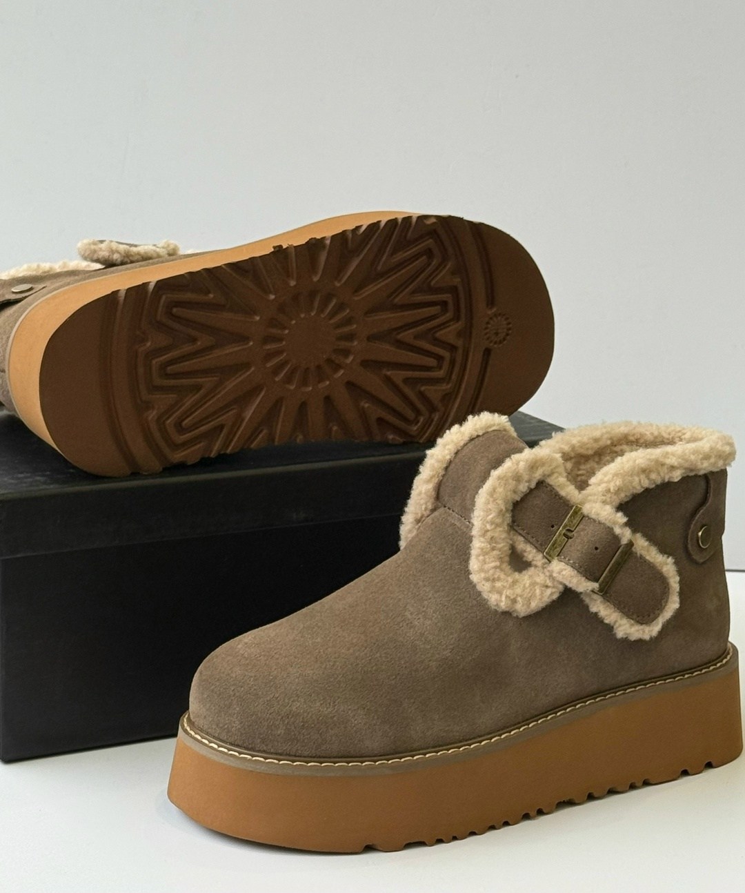 ,женские замшевые зимние ботинки,женские угги,зимняя женская ,меховая