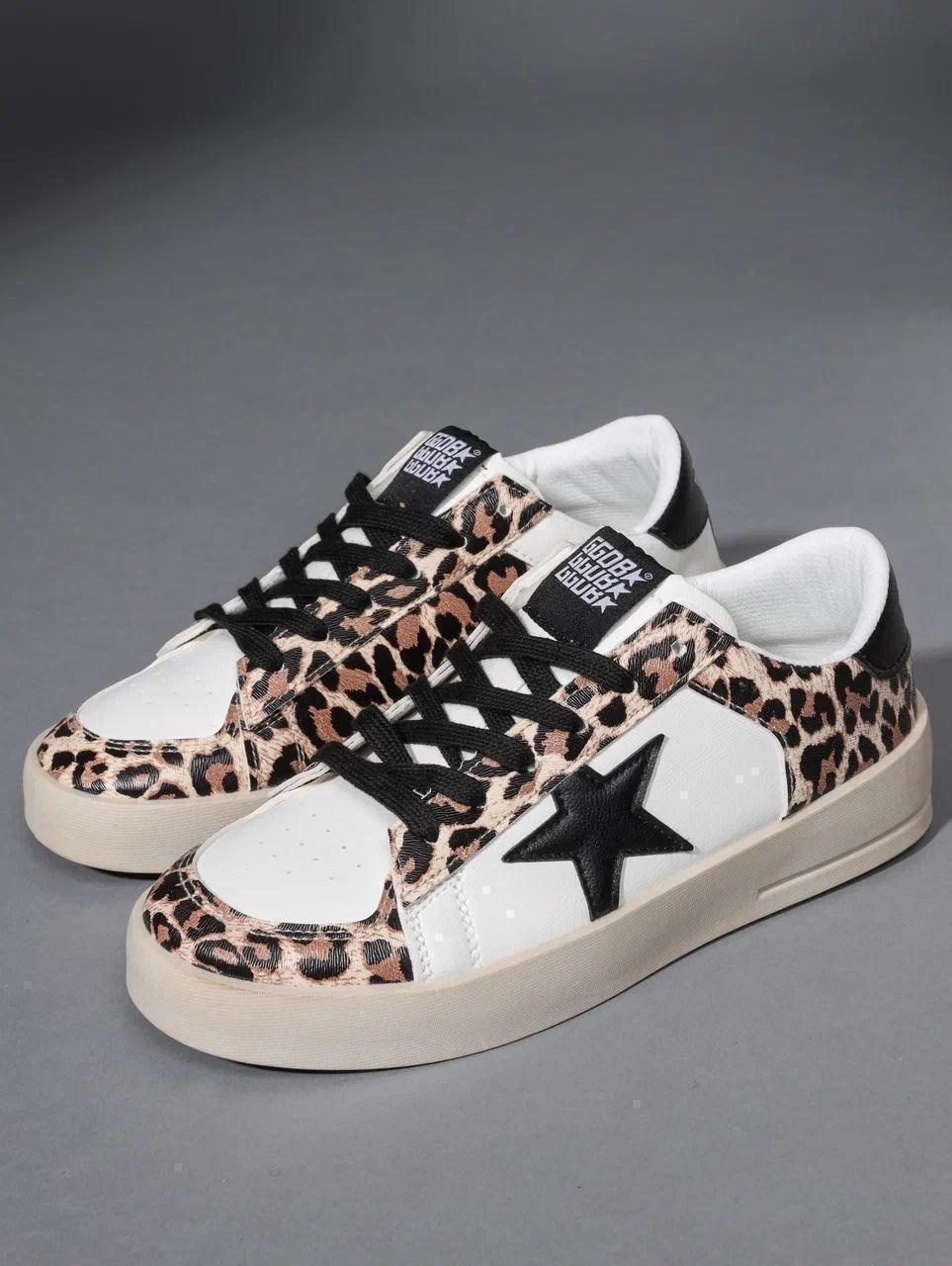 ,леопардовые кеды,женская ,кроссовки леопард донна доро,кроссовки с леопардовыми звездами