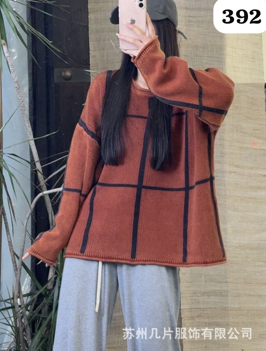 модные свитера,женский свитер,свитер в клетку,повседневный джемпер,свитер