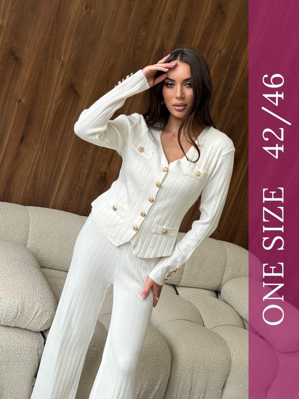 трикотажный брючный костюм,костюм брючный,костюм трикотажный брючный emberens,костюм с брюками,белый брючный костюм