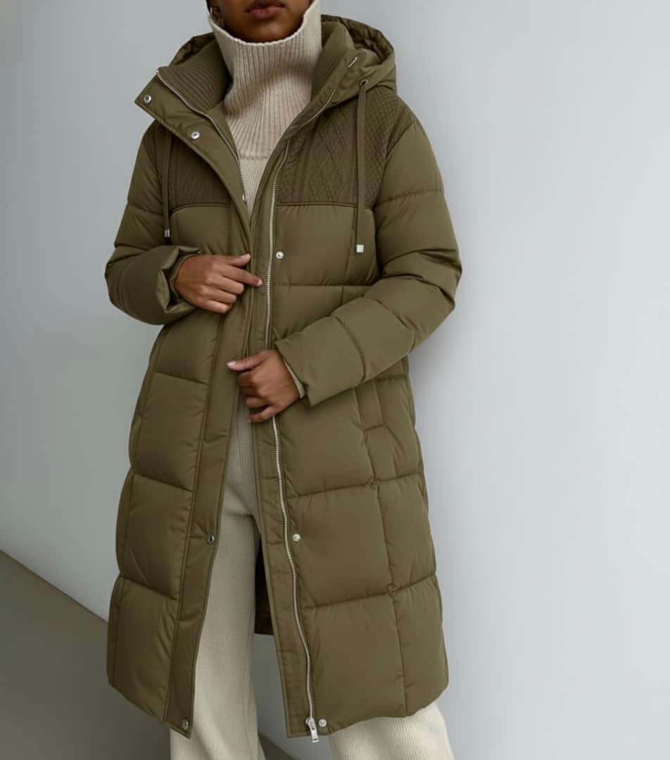 пуховик зимний длинный с капюшоном lula lula 183995889,пуховик коричневый,пуховик,женские пуховики,пальто пуховик