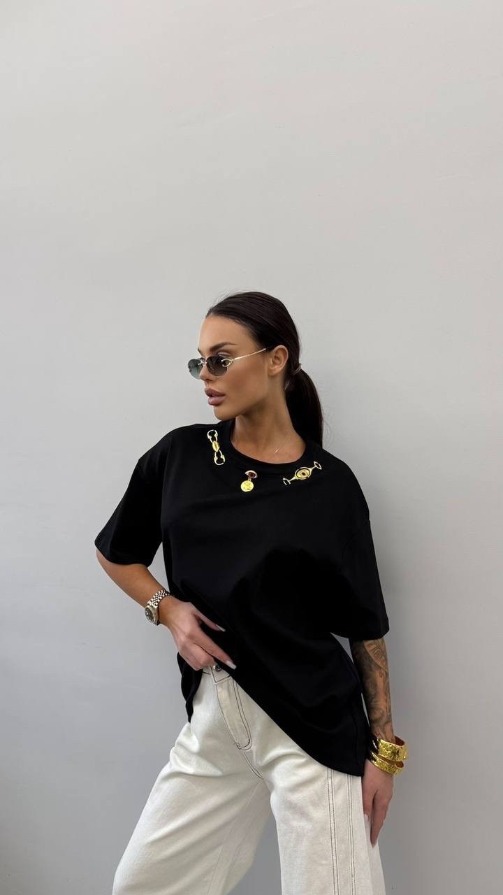 футболка оверсайз со стразам,футболка женская,футболка женская оверсайз,футболка оверсайз,футболка оверсайз черная