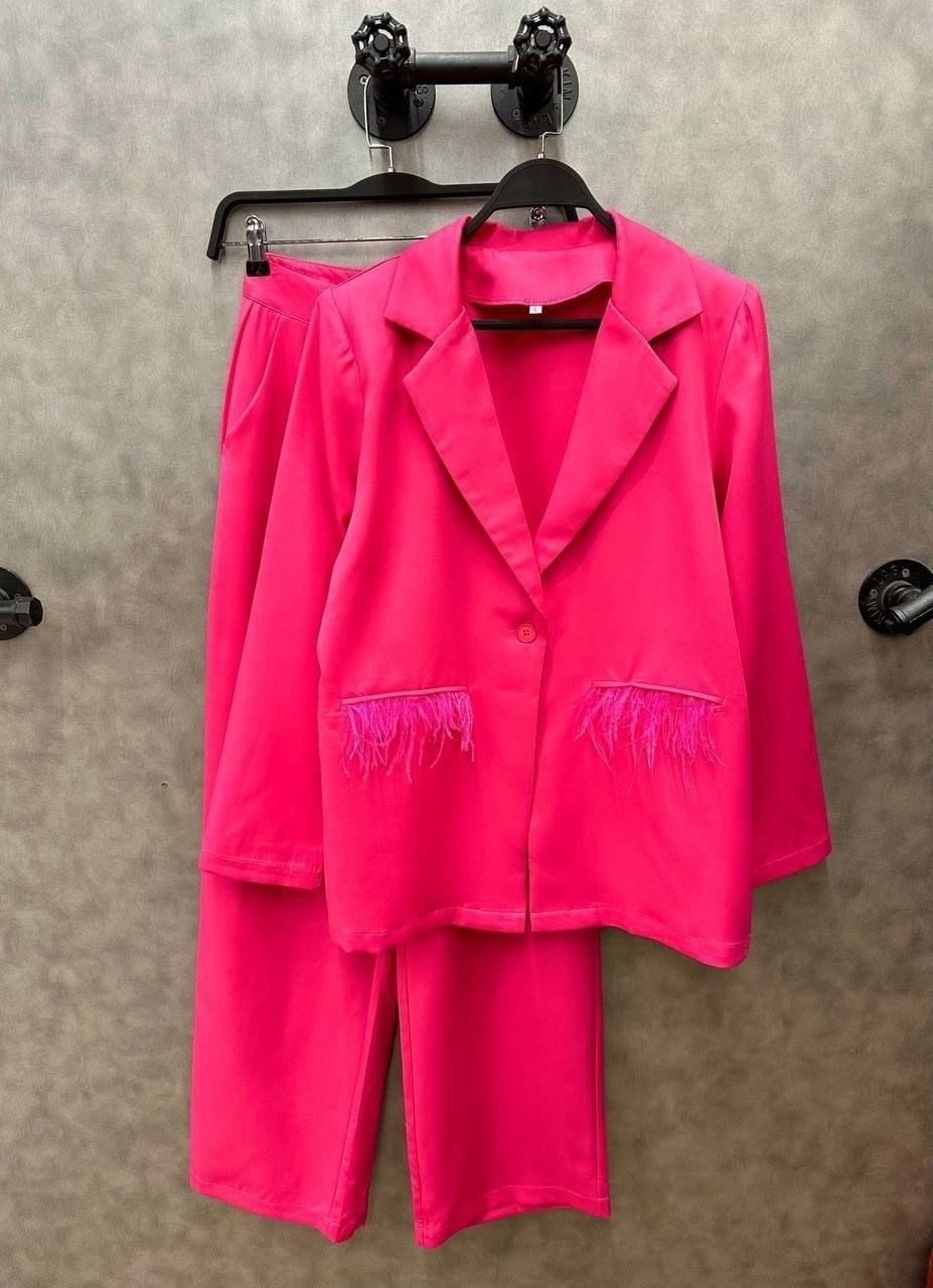 женский брючный костюм,малиновый брючный костюм,розовый брючный костюм,женский костюм брючный классический палаццо малиновый,классический брючный костюм