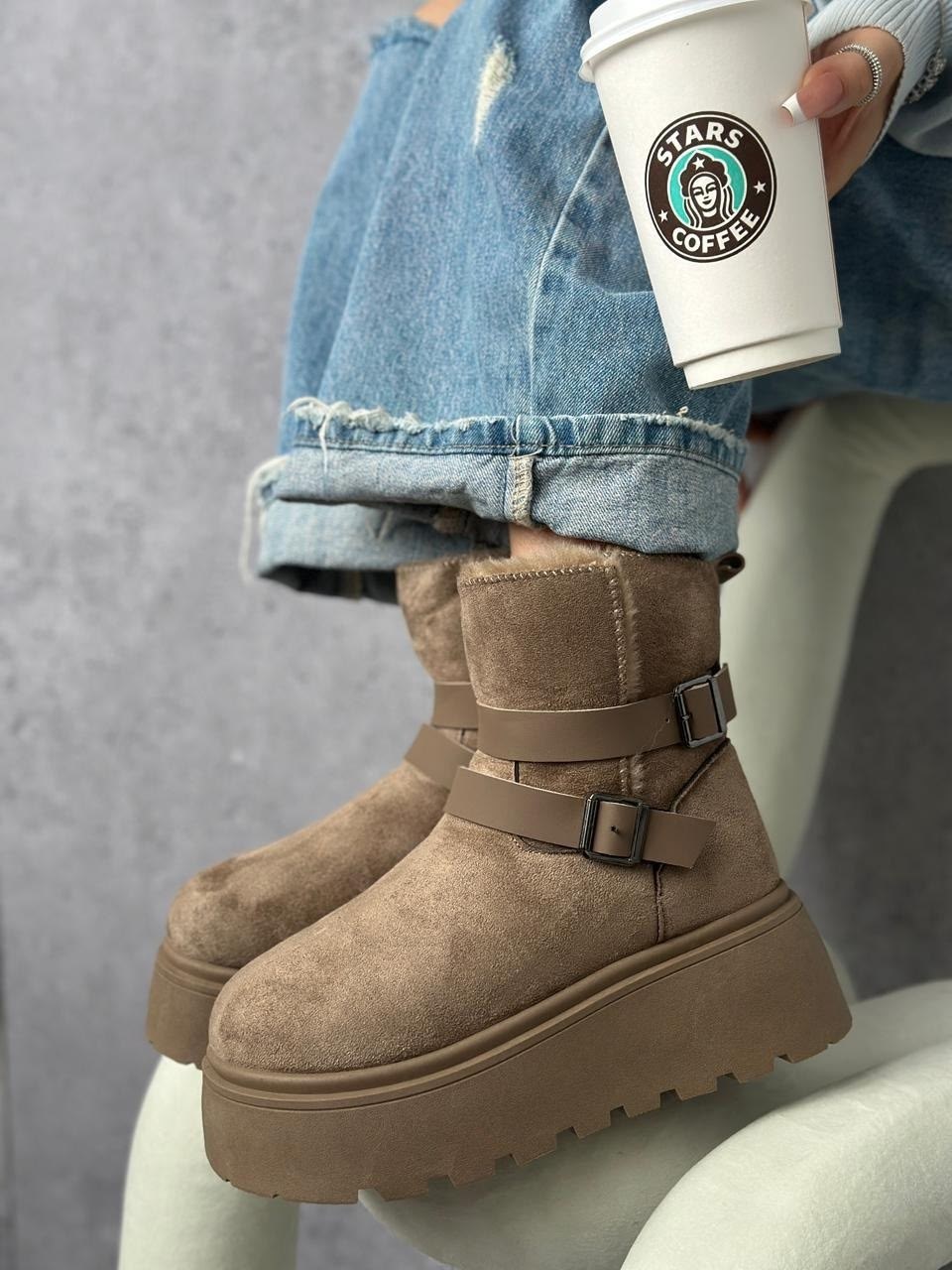 угги женские,,женская зимняя ,угги на платформе fabio monelli 180814 37 бежевый замша, женская