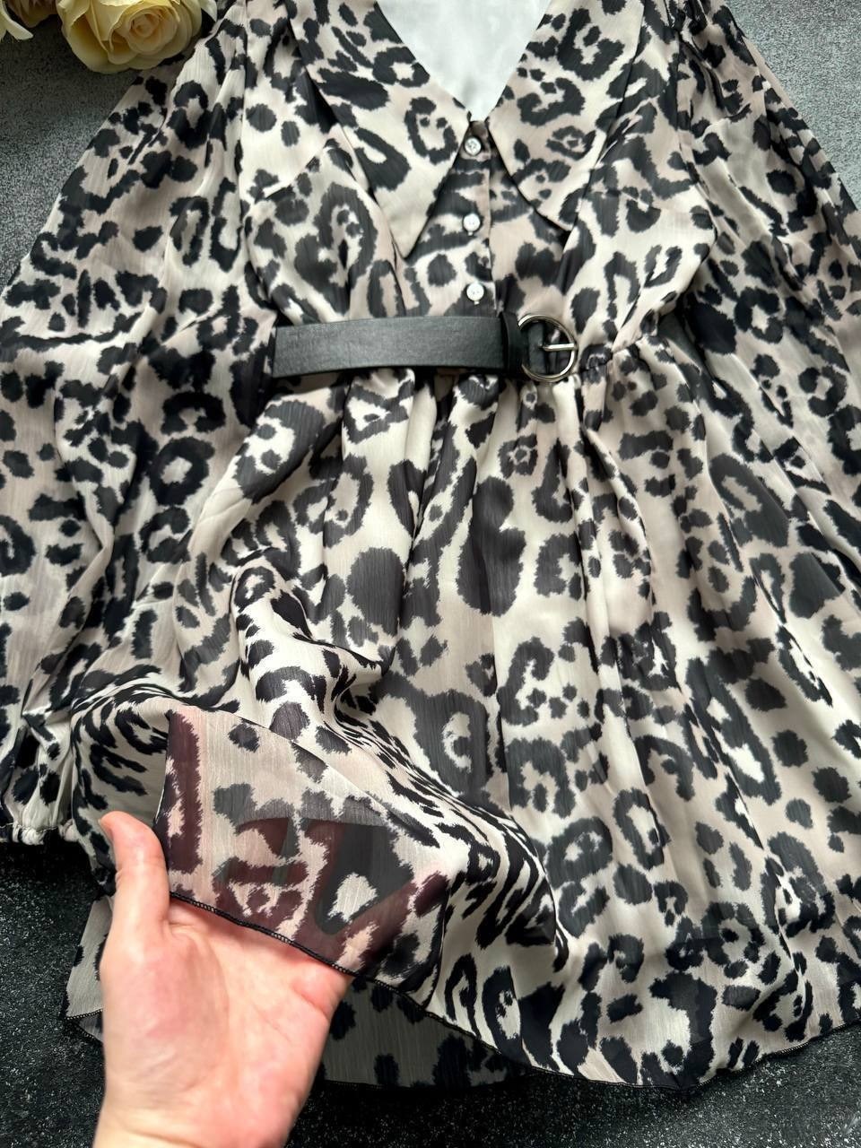 платье с леопардовым принтом,шифоновое платье женское,шифоновое платье с леопардовым принтом,платье леопардовое,женское шифоновое платье с длинными рукавами