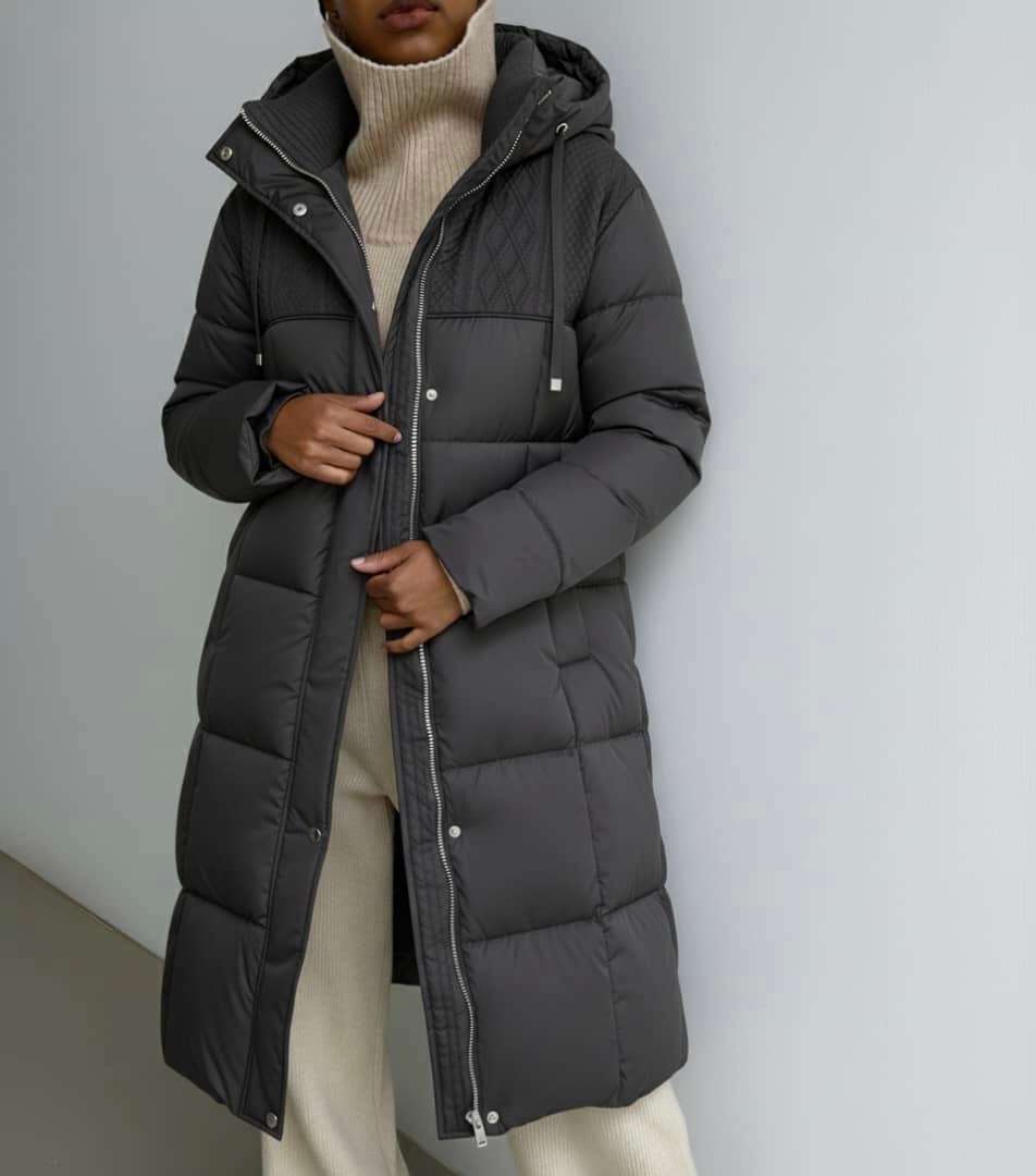 пуховик зимний длинный с капюшоном lula lula 183995889,пуховик коричневый,пуховик,женские пуховики,пальто пуховик